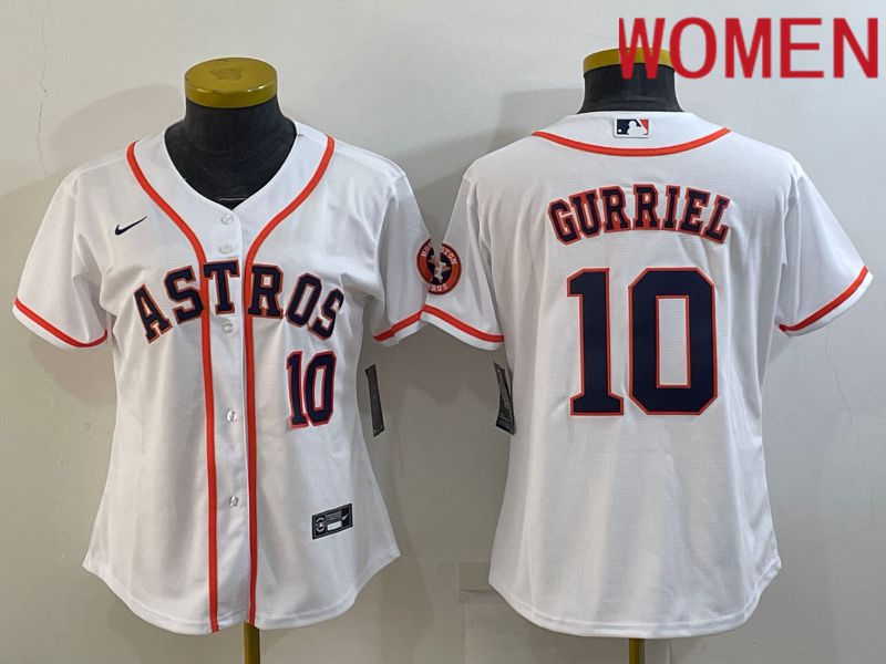 Women Houston Astros 10 Gurriel White Game Nike 2022 MLB Jerseys